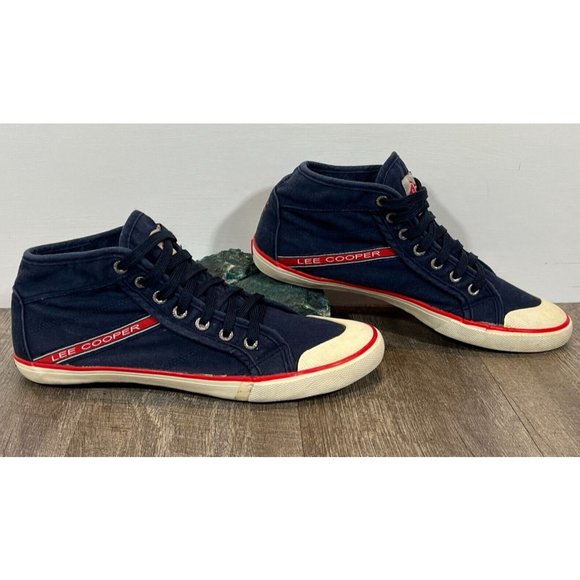Lee Cooper Originals * UK * M8 / W10 * US 8.5 * Canvas Sneaker * Navy/Red/White - Picture 2 of 15